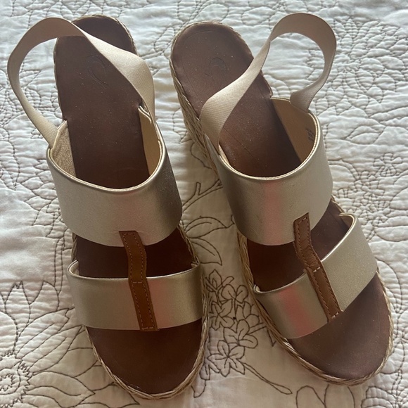 Gold Strappy Lile Wedge Espadrilles - Picture 1 of 3